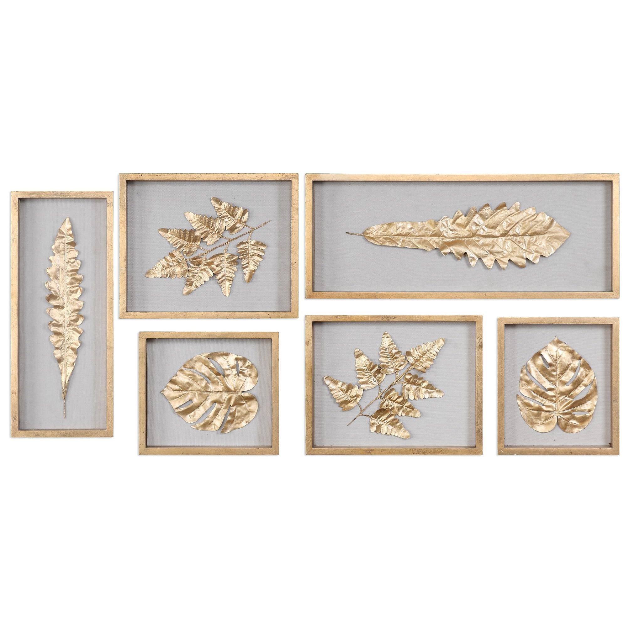 Uttermost Alternative Wall Decor 04074 Golden Leaves Shadow Box (Set of